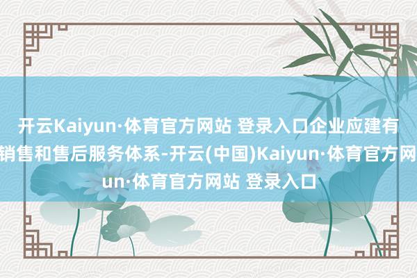 开云Kaiyun·体育官方网站 登录入口企业应建有完善的产物销售和售后服务体系-开云(中国)Kaiyun·体育官方网站 登录入口