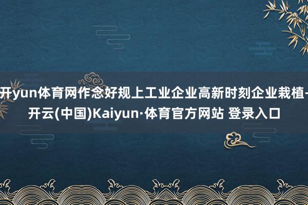 开yun体育网作念好规上工业企业高新时刻企业栽植-开云(中国)Kaiyun·体育官方网站 登录入口