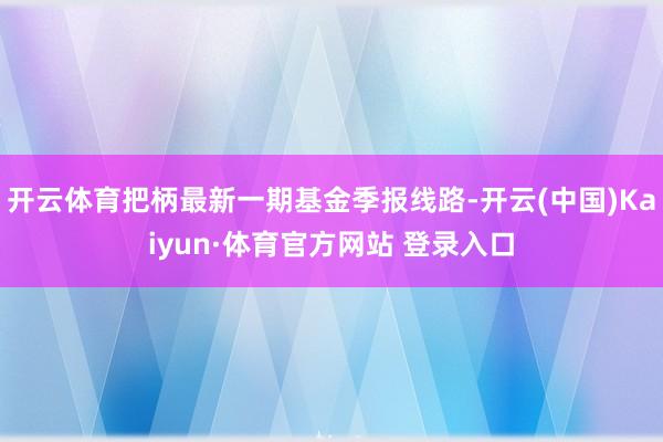 开云体育把柄最新一期基金季报线路-开云(中国)Kaiyun·体育官方网站 登录入口