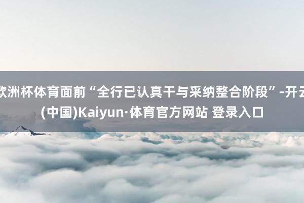 欧洲杯体育面前“全行已认真干与采纳整合阶段”-开云(中国)Kaiyun·体育官方网站 登录入口